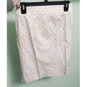 J. Crew Y2K Off-White w/ Yellow Polkadot Cotton Preppy Pencil Skirt 93389 Size 2